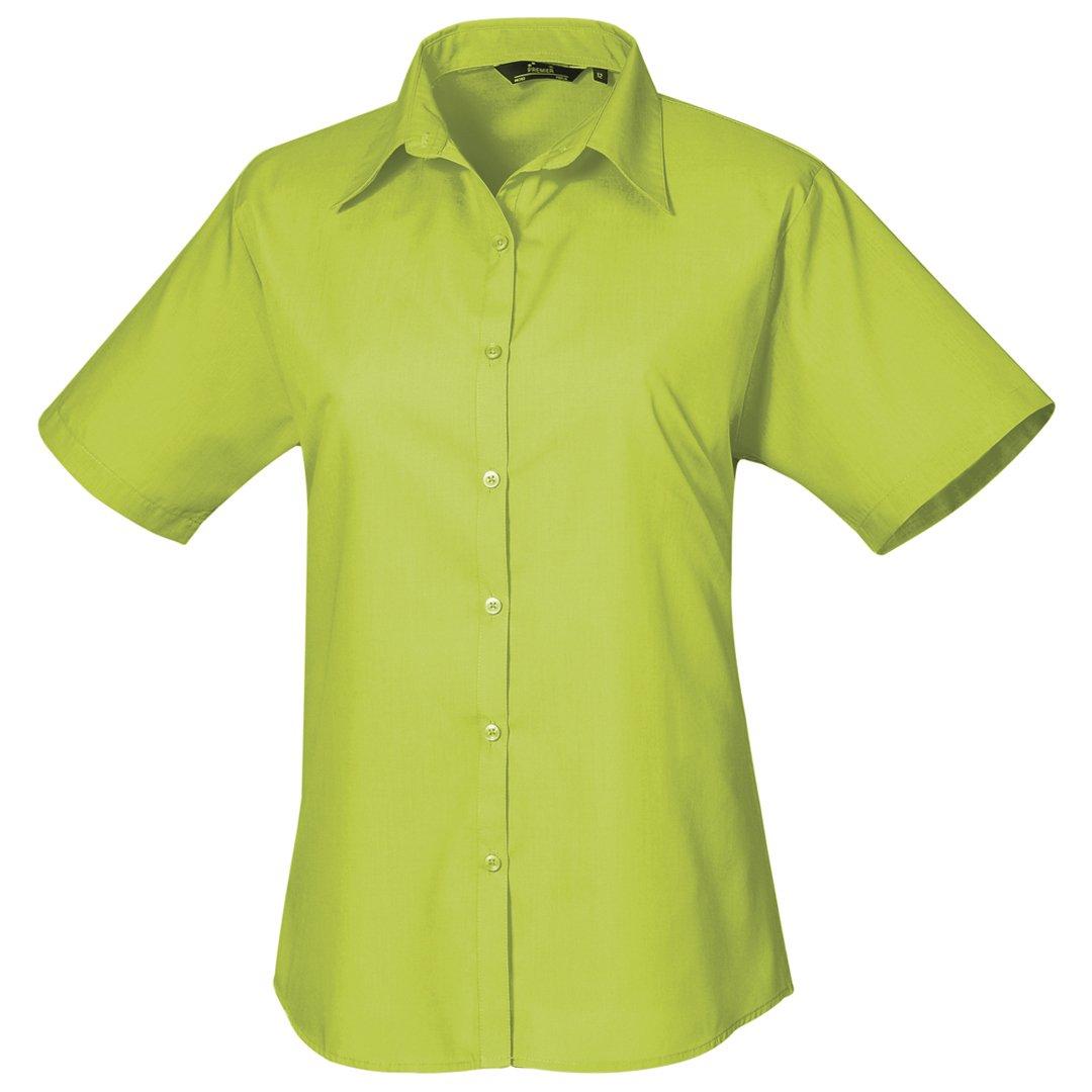 Image of Kurzarm Popeline Bluse Arbeitshemd Damen Limone 40
