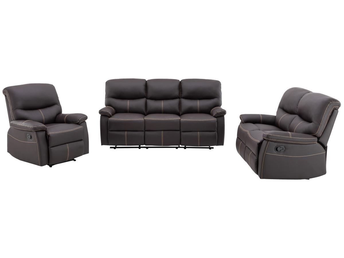 Vente-unique Couchgarnitur Relax 3+2+1 - Kunstleder - Braun - CANBY  