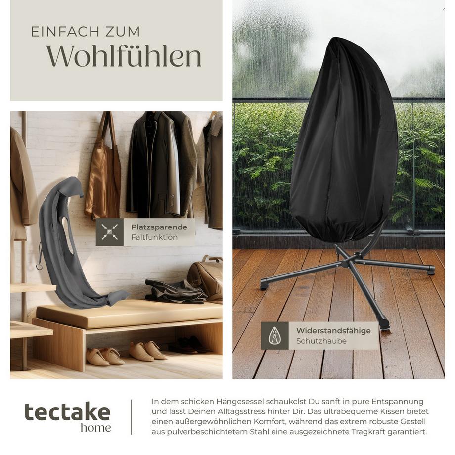 Tectake Poltrona sospesa Anika con cuscino seduta extra spesso, girevole a 360°  