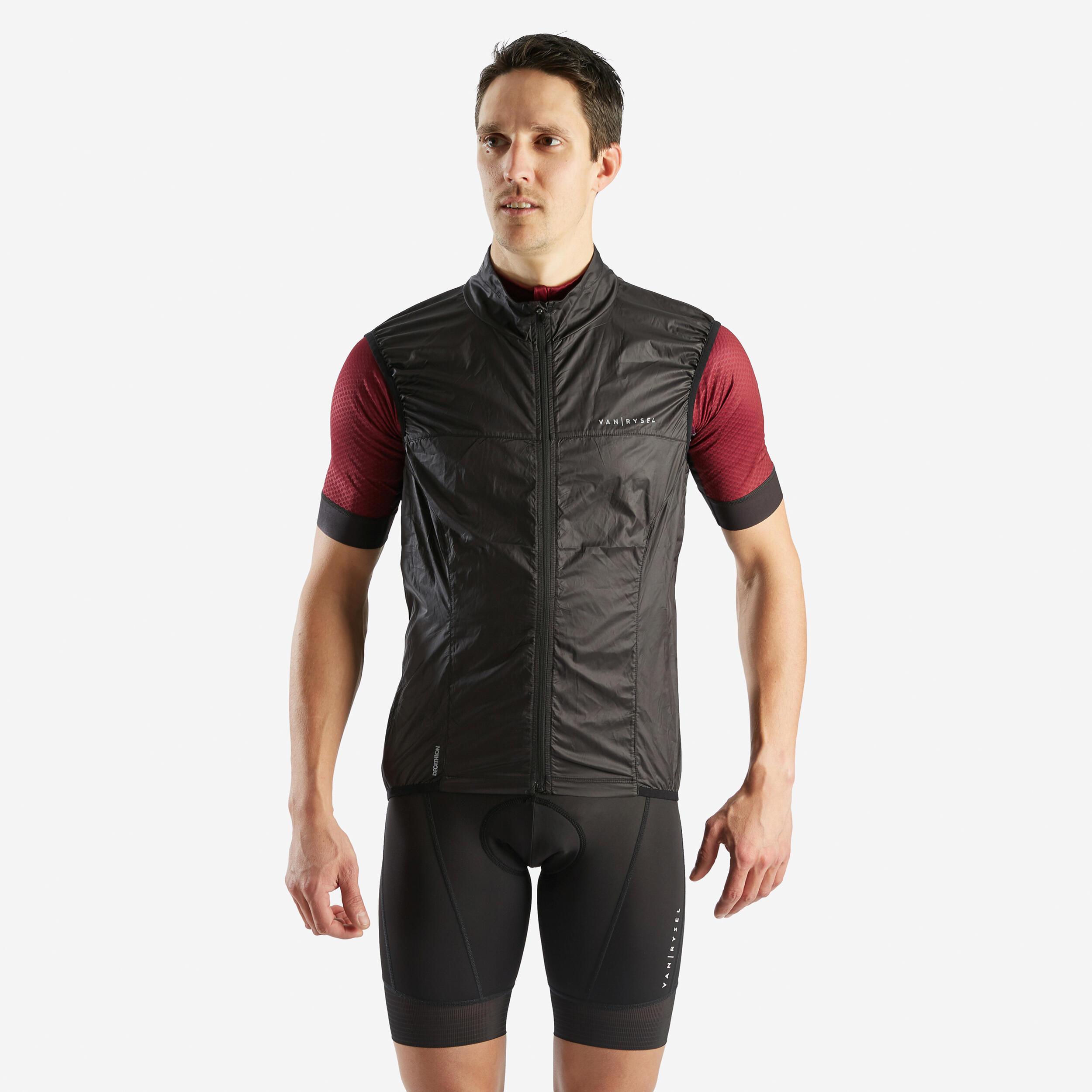 VAN RYSEL  COUPE-VENT SANS MANCHE ULTRA-LIGHT VELO ROUTE HOMME NOIR 