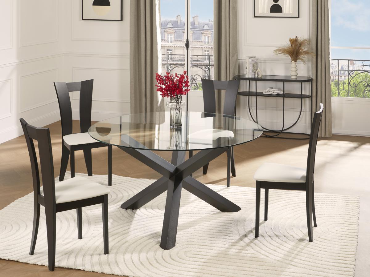 Vente-unique Lot de 6 chaises TIFFANY Hêtre massif  Wengé  