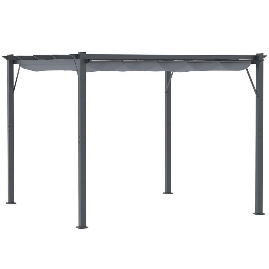 Northio Gazebo Pergola Tettoia Per Patio Con Tetto Scorrevole, Giardino, Alluminio, Grigio Antracite + Grigio Scuro, 3X3X2.23M  