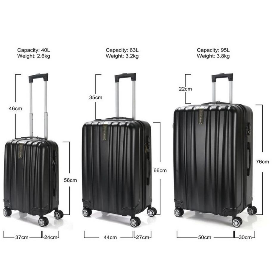 Royalty Line  Set aus 3 Reisetaschen - Schwarz 