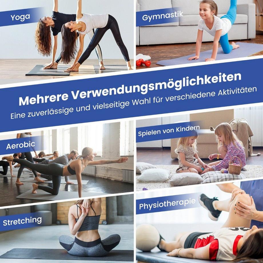 Northix  300 x 117 x 5 cm Tappetino morbido Tappetino da ginnastica Tappetino da ginnastica pieghevole in pelle artificiale blu 