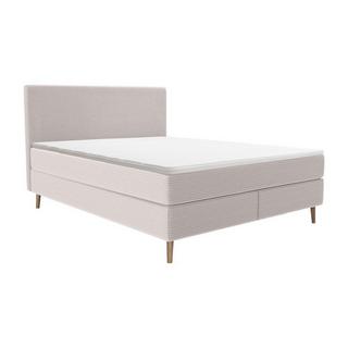 Ysmée Boxspringbett komplett mit Bett-Kopfteil + Lattenrost + Matratze + Topper - 160 x 200 cm - Cord - Beige - NARA von YSMÉE  