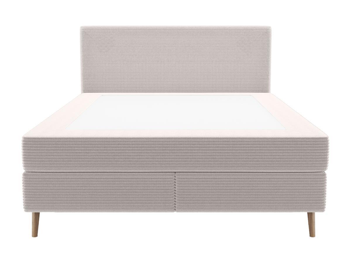 Ysmée Ensemble complet boxspring tête de lit + sommier + matelas + surmatelas - 160 x 200 cm - Velours côtelé - Beige - NARA de YSMÉE  