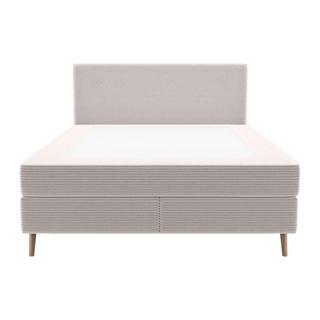 Ysmée Ensemble complet boxspring tête de lit + sommier + matelas + surmatelas - 160 x 200 cm - Velours côtelé - Beige - NARA de YSMÉE  