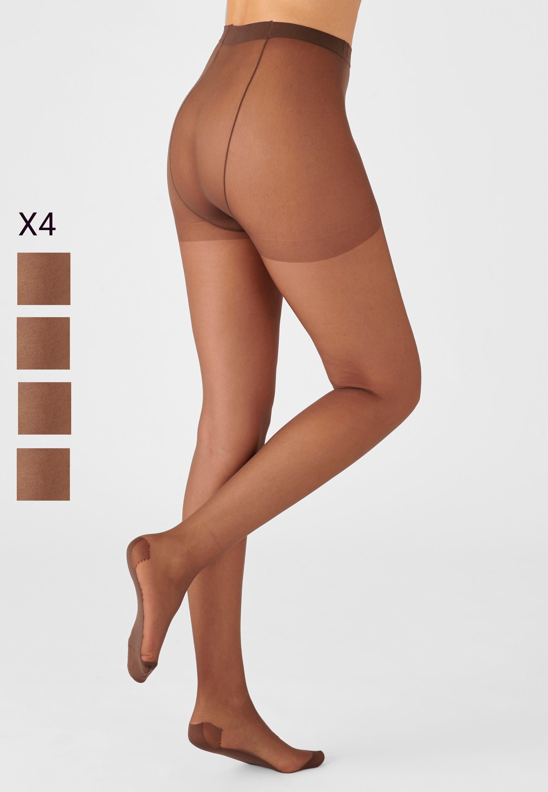 Image of 4er-pack Feinkrepp-strumpfhosen, 20 Denier. Speziell Für Breite Hüften. Damen Braun 5