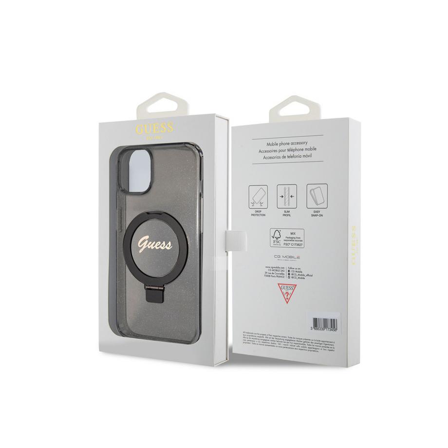 GUESS  Coque Magsafe iPhone 15 TPU Ring Stand 