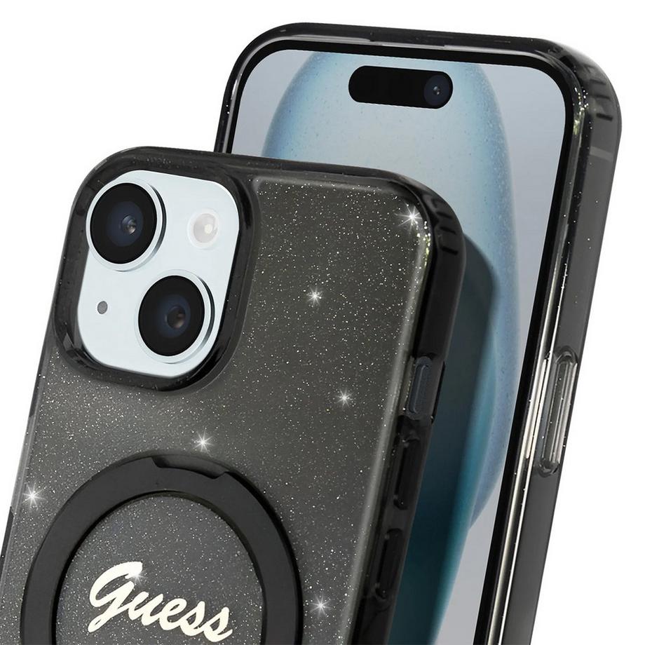 GUESS  Coque Magsafe iPhone 15 TPU Ring Stand 