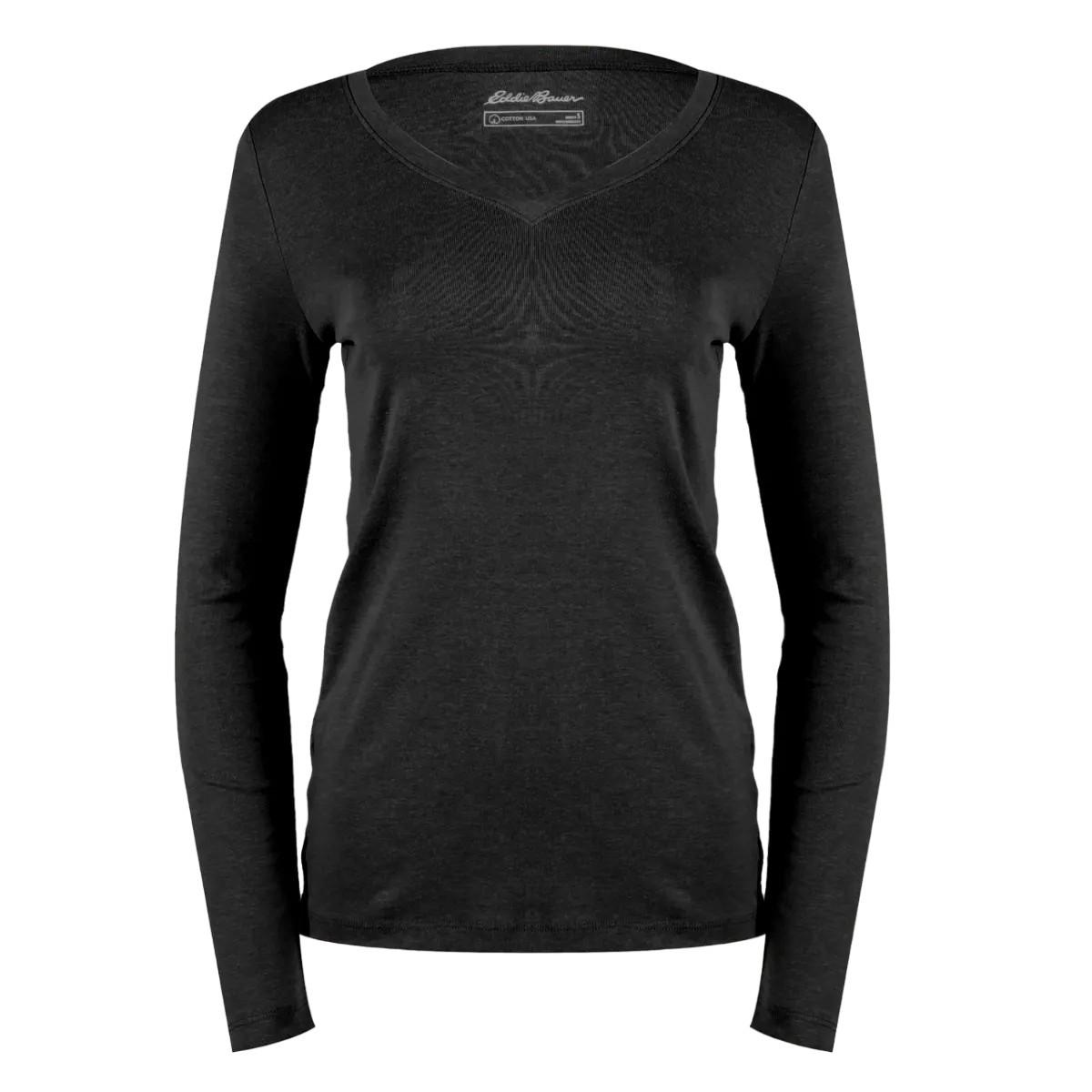 Image of Favorite Tshirt Vausschnitt Langärmlig Damen Schwarz S