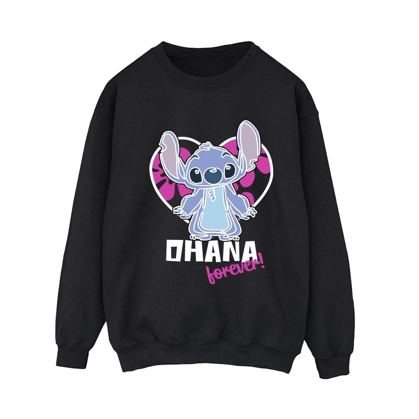 Image of Lilo And Stitch Ohana Forever Heart Sweatshirt Damen Schwarz XL