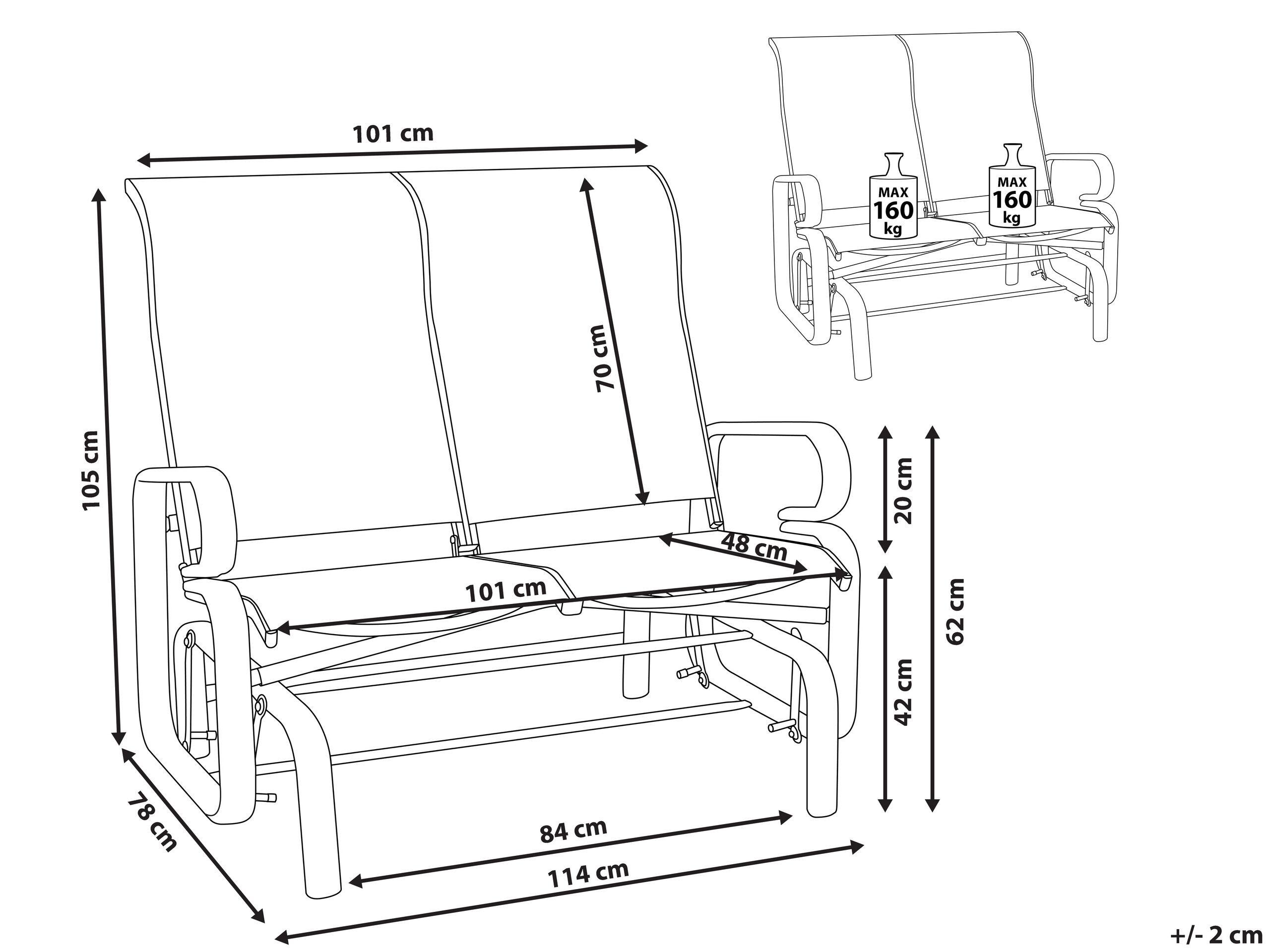 Beliani Banc de jardin en Aluminium Rétro BORGIO  