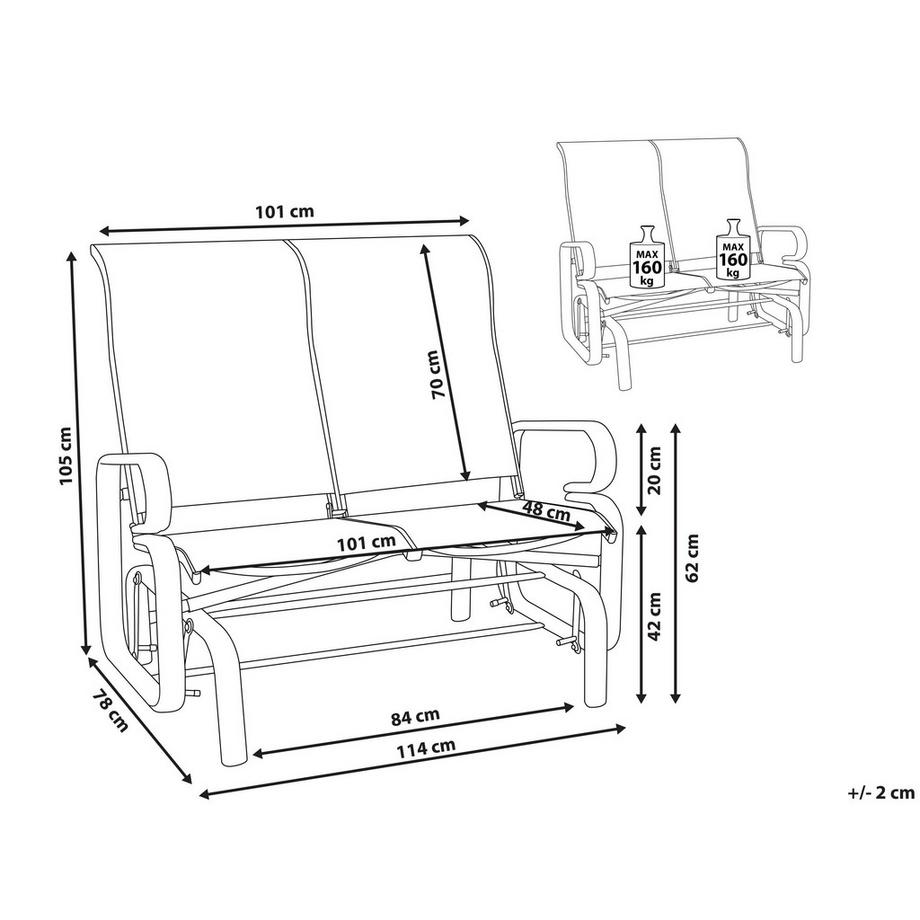 Beliani Banc de jardin en Aluminium Rétro BORGIO  