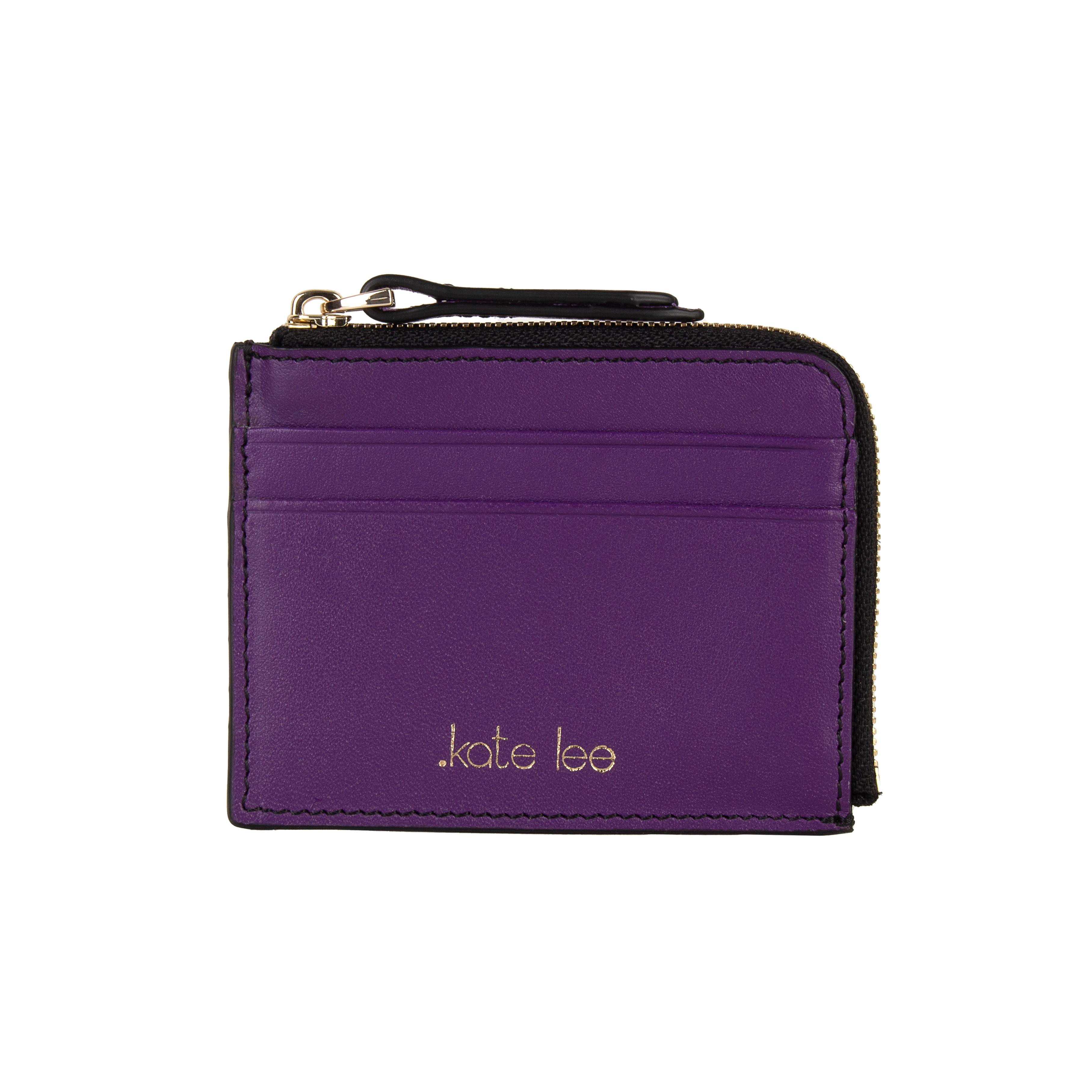 Kate Lee  Porte-cartes avec porte-monnaie zippé en cuir Alois couleur violet 