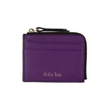 Porte-cartes avec porte-monnaie zippé en cuir Alois couleur violet