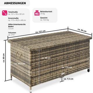 Tectake Coffre de jardin KIRUNA en rotin synthétique  