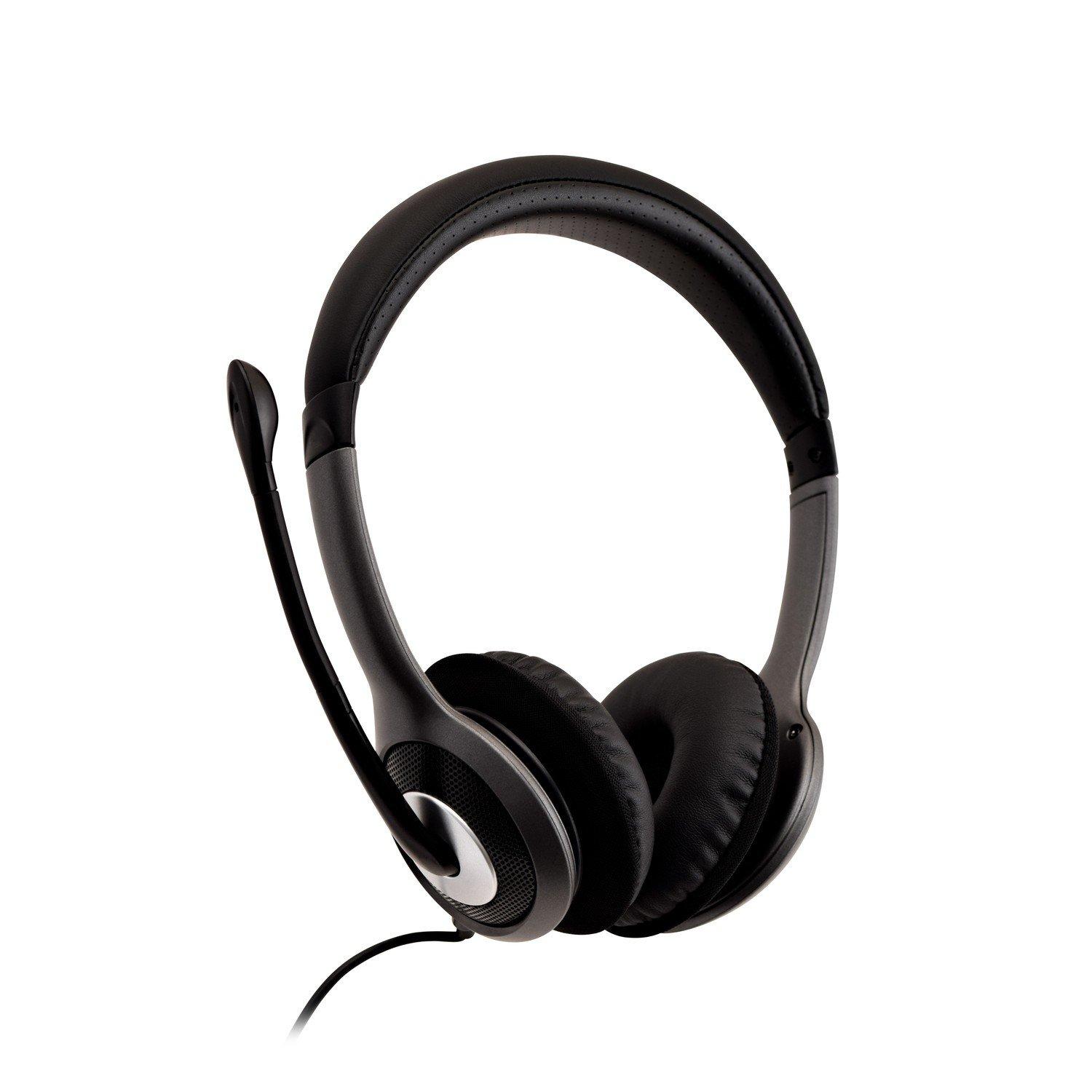 V7  V7 HU521-2EP Kopfhörer & Headset Kabelgebunden Kopfband BüroCallcenter Schwarz, Silber 