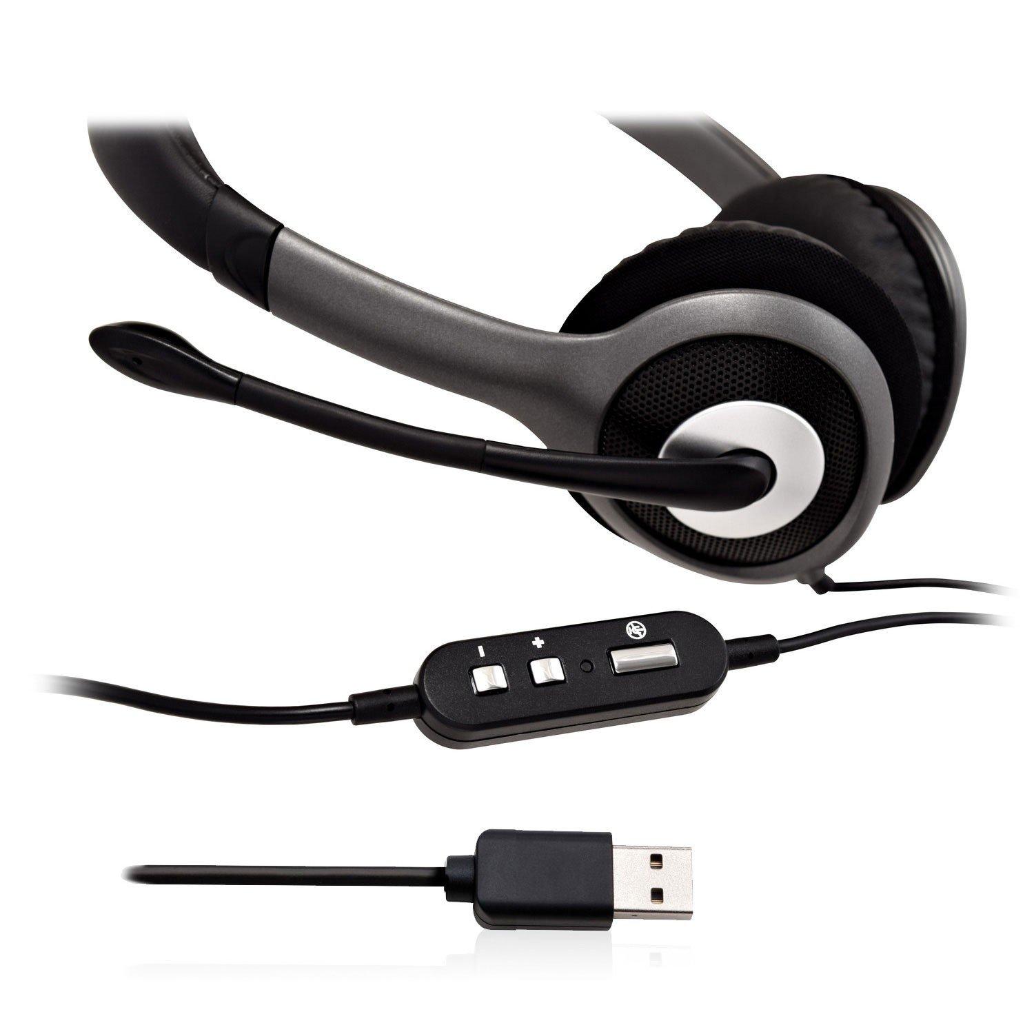 V7  V7 HU521-2EP Kopfhörer & Headset Kabelgebunden Kopfband BüroCallcenter Schwarz, Silber 