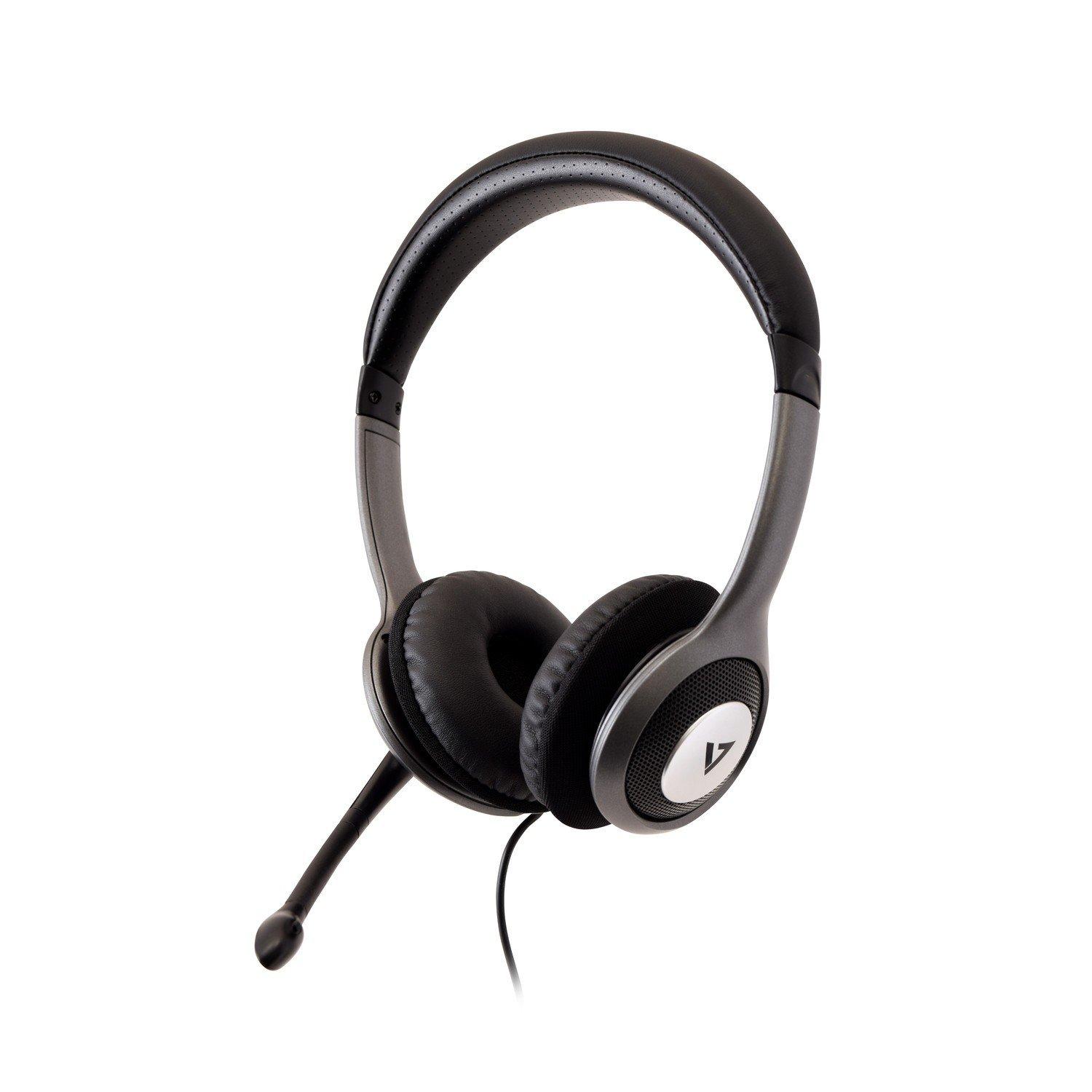 V7  V7 HU521-2EP Kopfhörer & Headset Kabelgebunden Kopfband BüroCallcenter Schwarz, Silber 