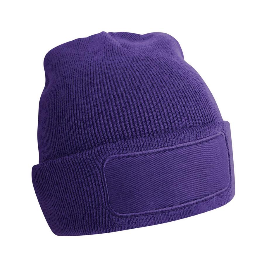 Beechfield Bonnet côtelé avec revers et patch  