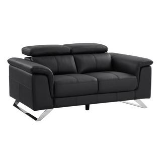 Vente-unique Sofa 2-Sitzer - Rindsleder - Schwarz - BREYT II  