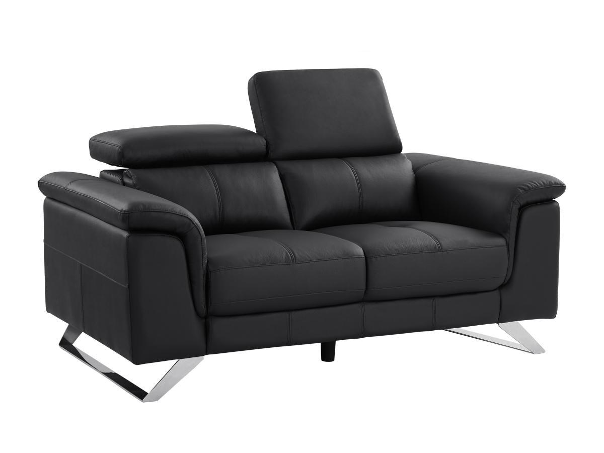 Vente-unique Sofa 2-Sitzer - Rindsleder - Schwarz - BREYT II  