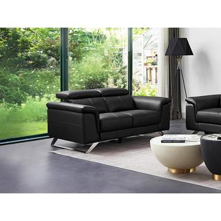 Vente-unique Sofa 2-Sitzer - Rindsleder - Schwarz - BREYT II  