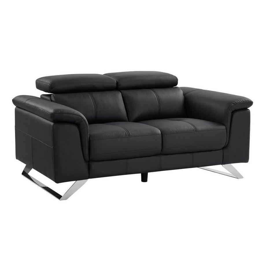Sofa 2-Sitzer - Rindsleder - Schwarz - BREYT II