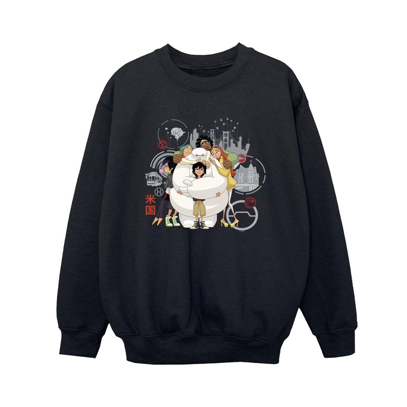 Image of Big Hero 6 Baymax Group Hug Sweatshirt Unisex Schwarz 128
