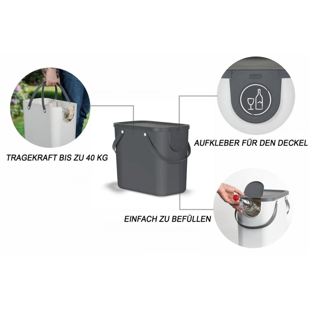 rotho ALBULA Recycling Müllsystem 25L   Anthrazit  