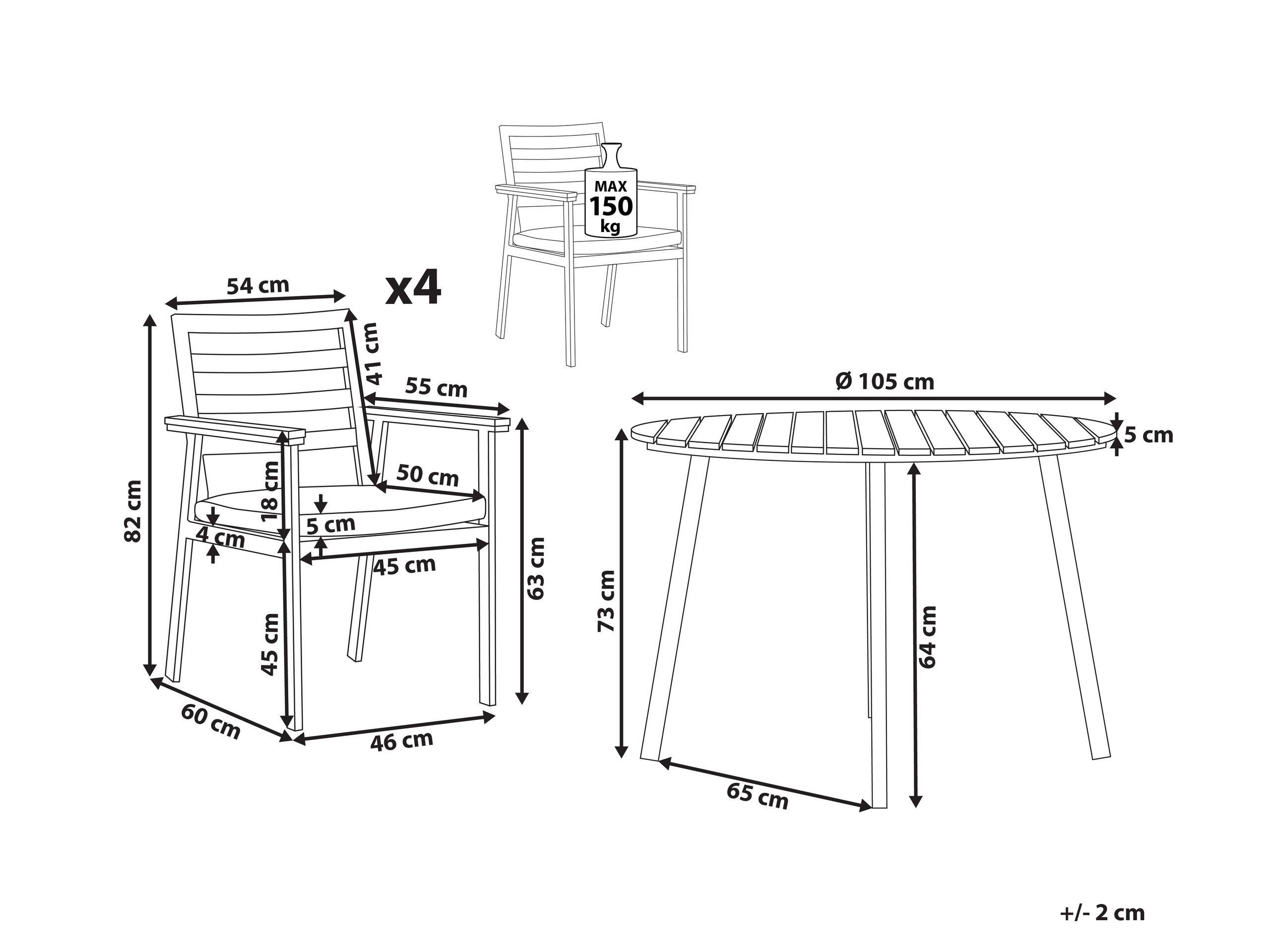 Beliani Ensemble de jardin en Aluminium Moderne CAVOLI  