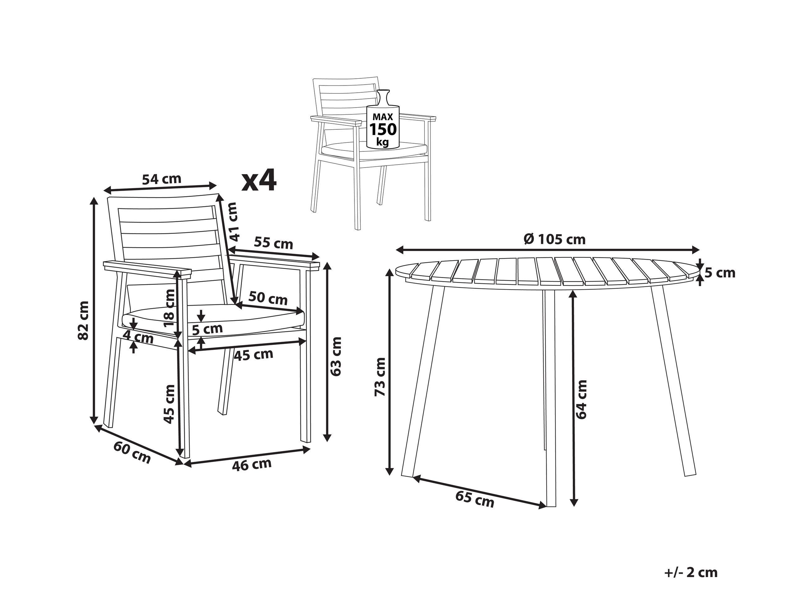 Beliani Ensemble de jardin en Aluminium Moderne CAVOLI  