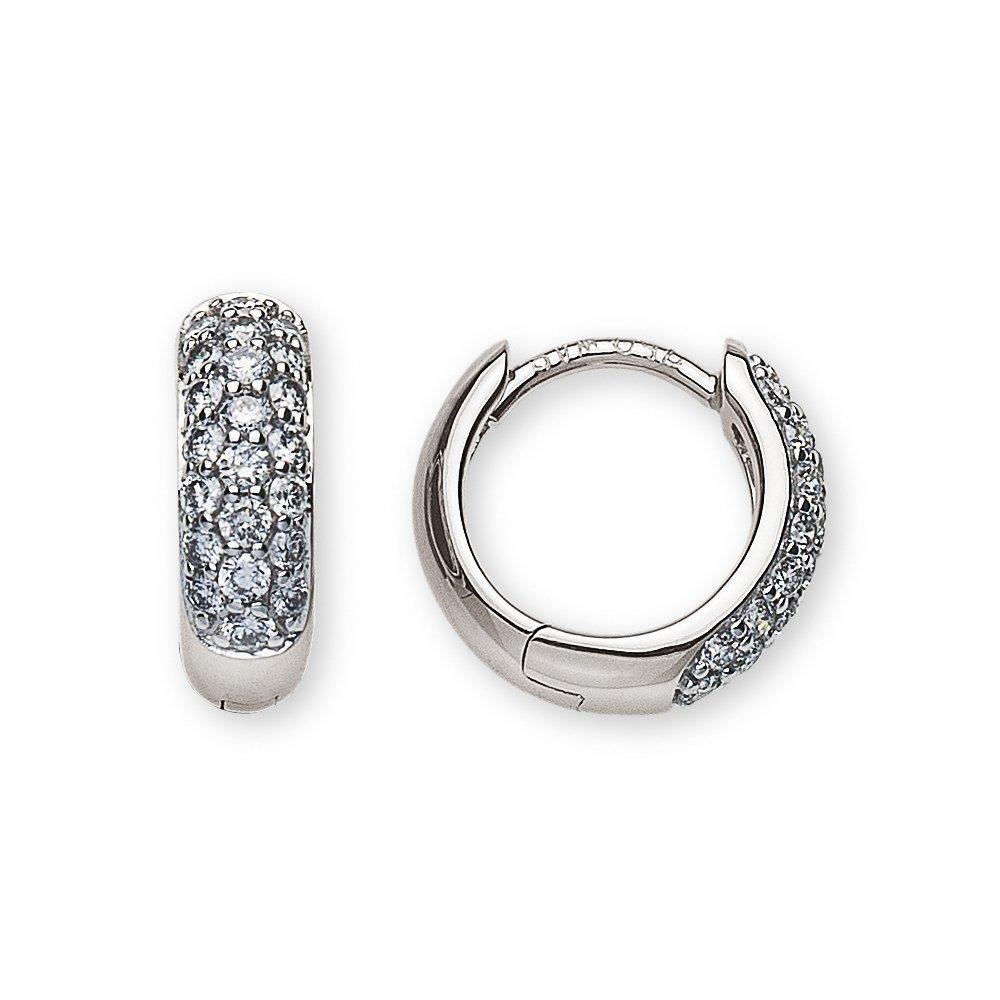 Image of Creolen Weissgold 750 Brillanten 0.36ct. Scharnier 11mm Damen Silber ONE SIZE