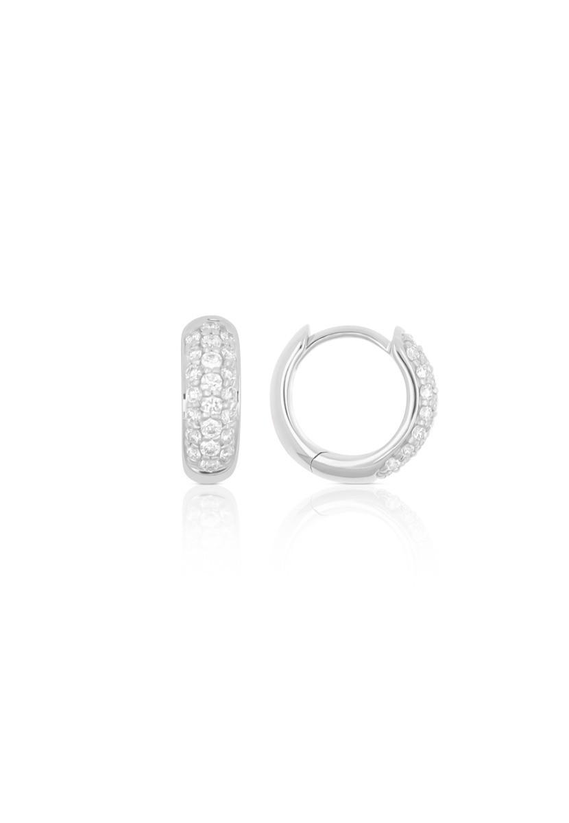 MUAU Schmuck  Créoles en or blanc 750 diamants 0,36ct. Charnière 11mm 