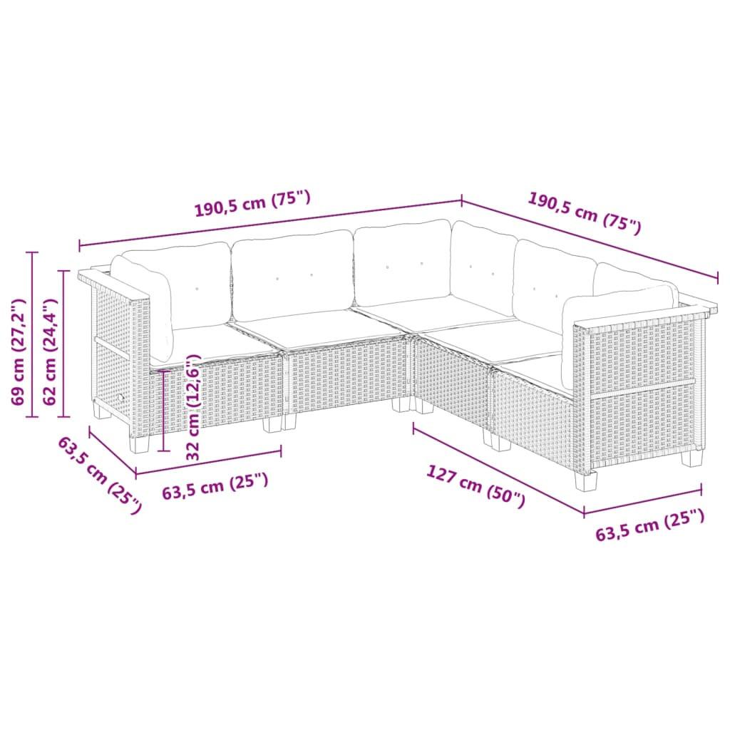 VidaXL Garten sofagarnitur poly-rattan  