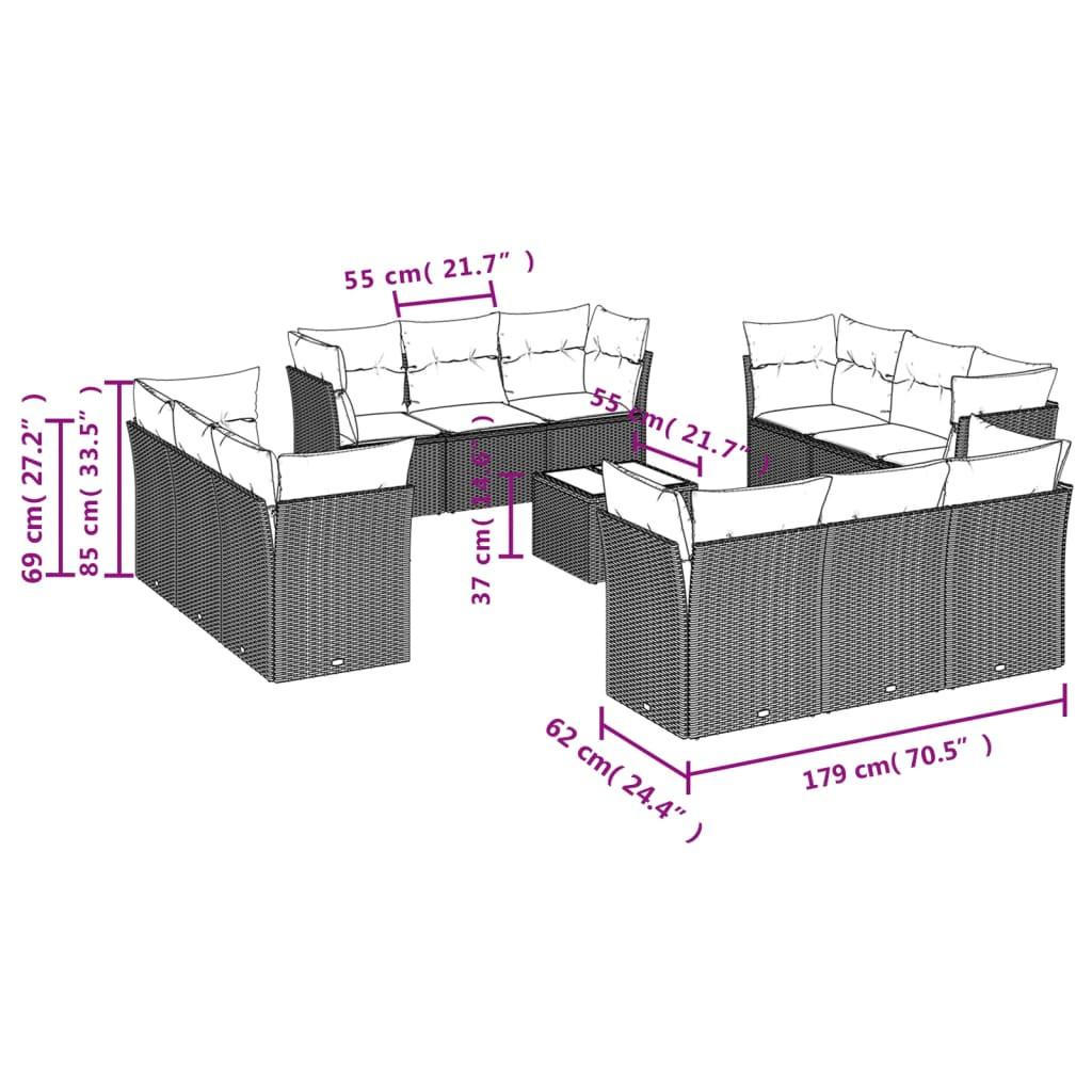 VidaXL Ensemble de canapés de jardin rotin synthétique  