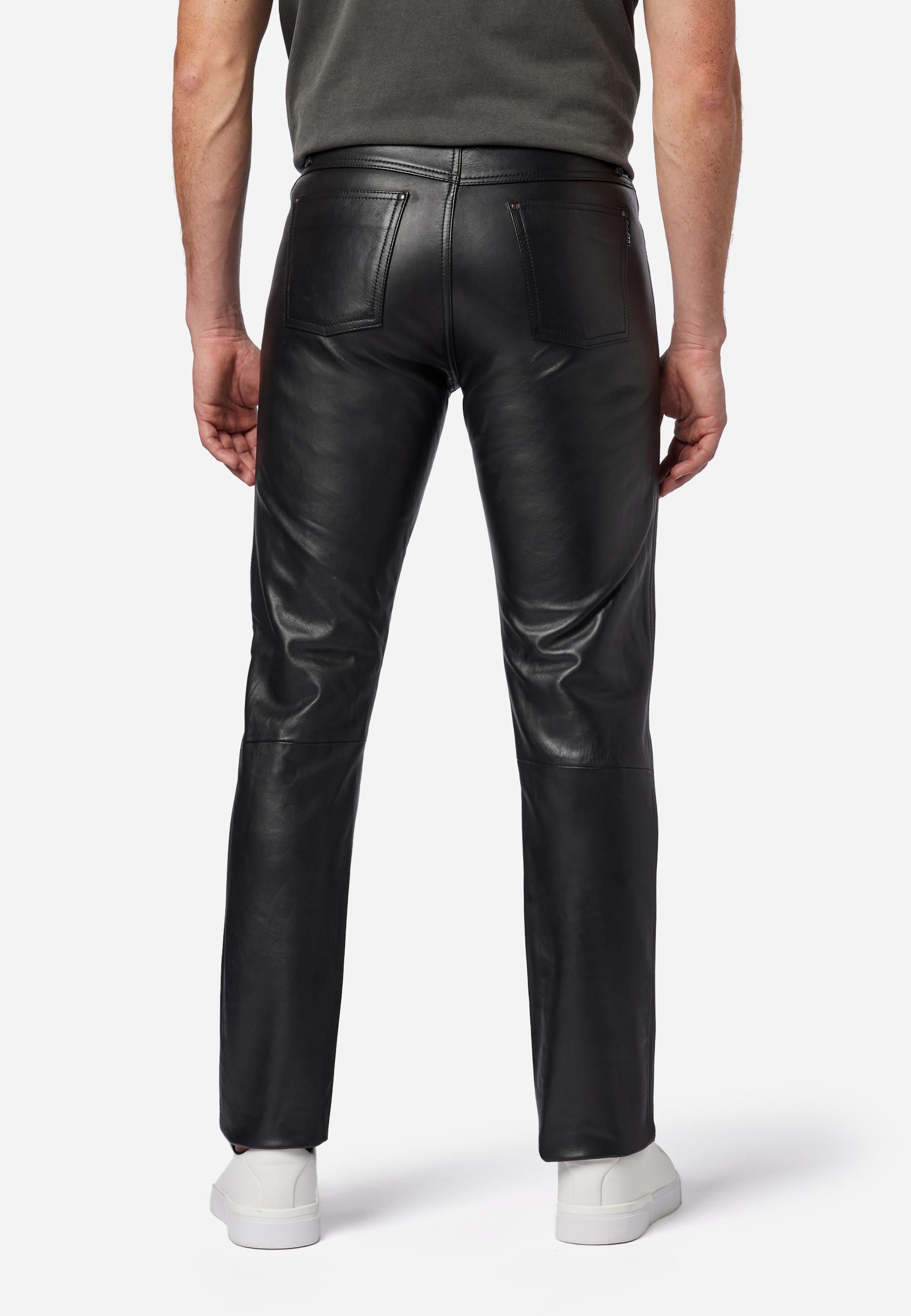 RICANO  Pantalon en cuir pour hommes No. 3 TR Jeans, dans le style classique 5 poches en cuir de vache ciré 