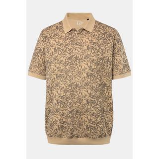 JP1880  Maglia polo di piqué con taglio speciale per l'addome, mezze maniche e stampa floreale, dalla tg 