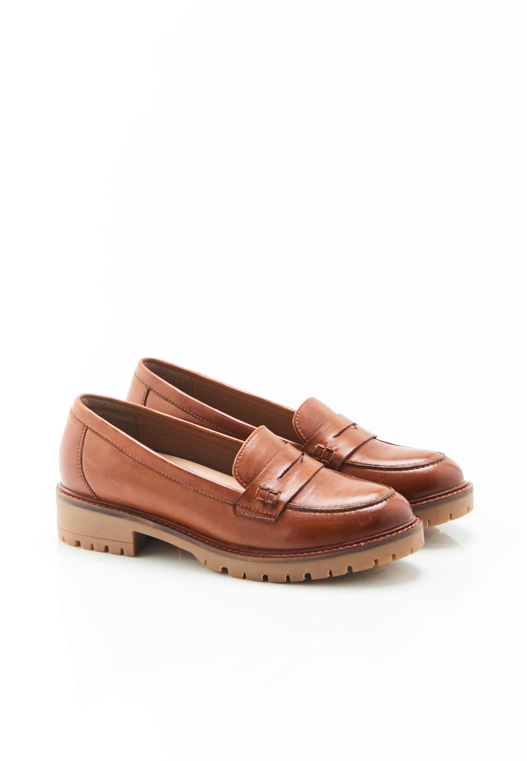 Image of Gekerbte Ledermokassins Amortyl Damen Braun 37