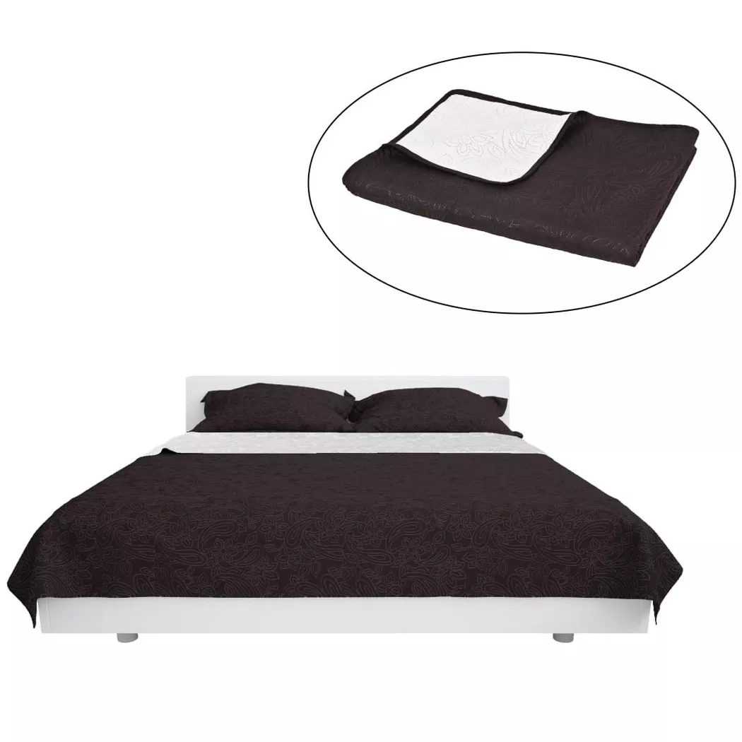 Couvre lit à double face matelassé 230 x 260 cm Crème et marron