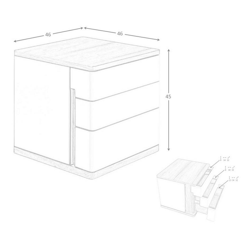 ANGEL CERDA Nachttisch ausem Holz und Nussbaum  