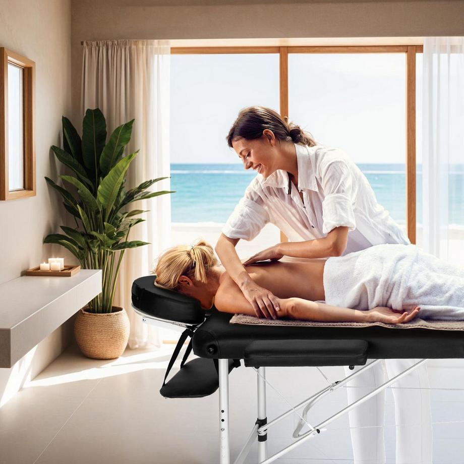 Tectake 3 Zonen Massageliege mit 5cm Polsterung und Aluminiumgestell  