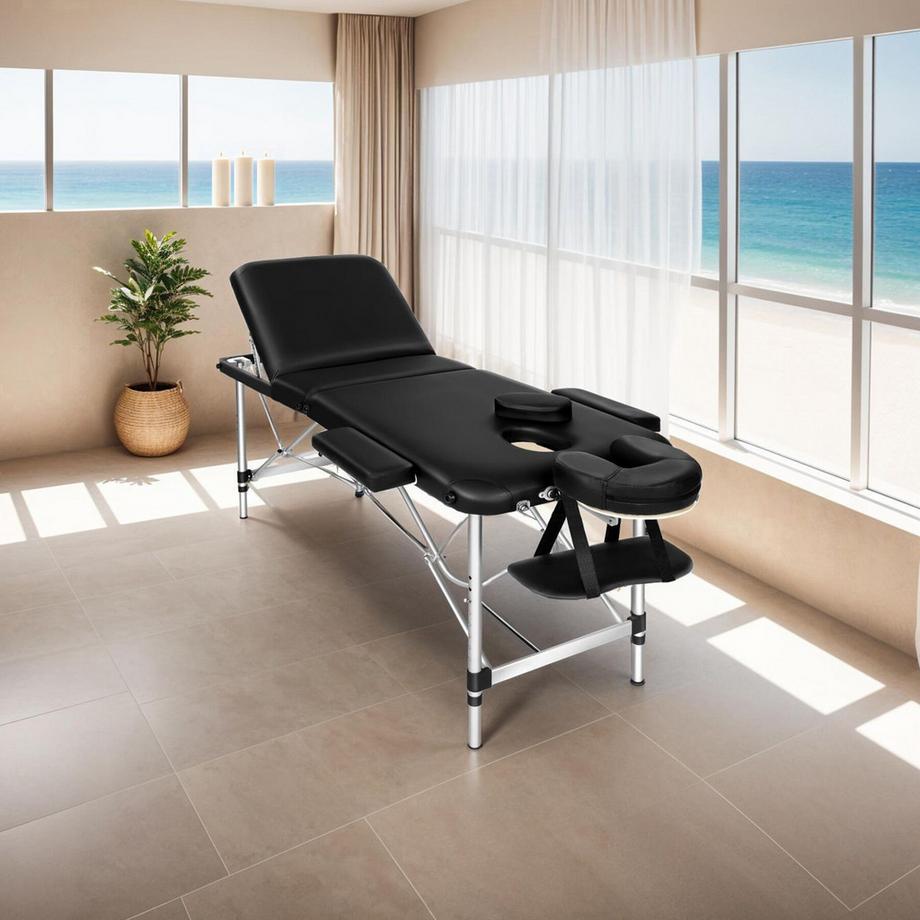 Tectake 3 Zonen Massageliege mit 5cm Polsterung und Aluminiumgestell  