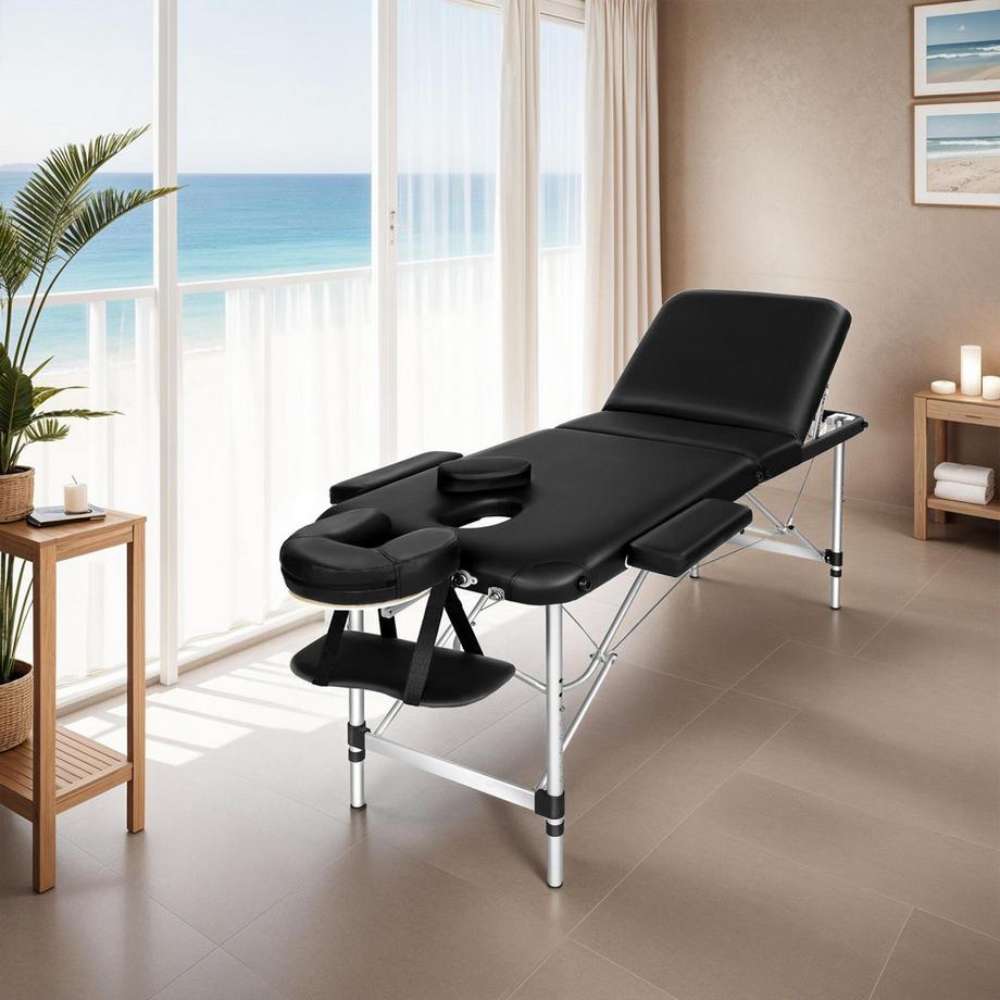 Tectake 3 Zonen Massageliege mit 5cm Polsterung und Aluminiumgestell  