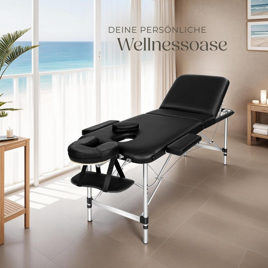 Tectake 3 Zonen Massageliege mit 5cm Polsterung und Aluminiumgestell  