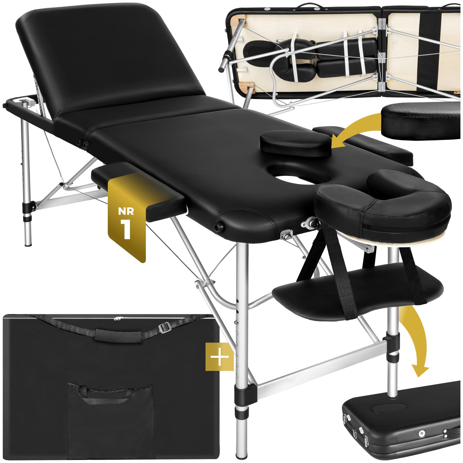 Image of 3 Zonen Massageliege Mit 5cm Polsterung Und Aluminiumgestell Unisex Schwarz ONE SIZE