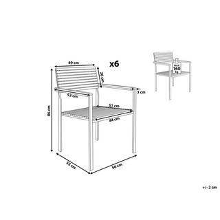 Beliani Set mit 6 Stühlen aus Teakholz Modern VIAREGGIO  