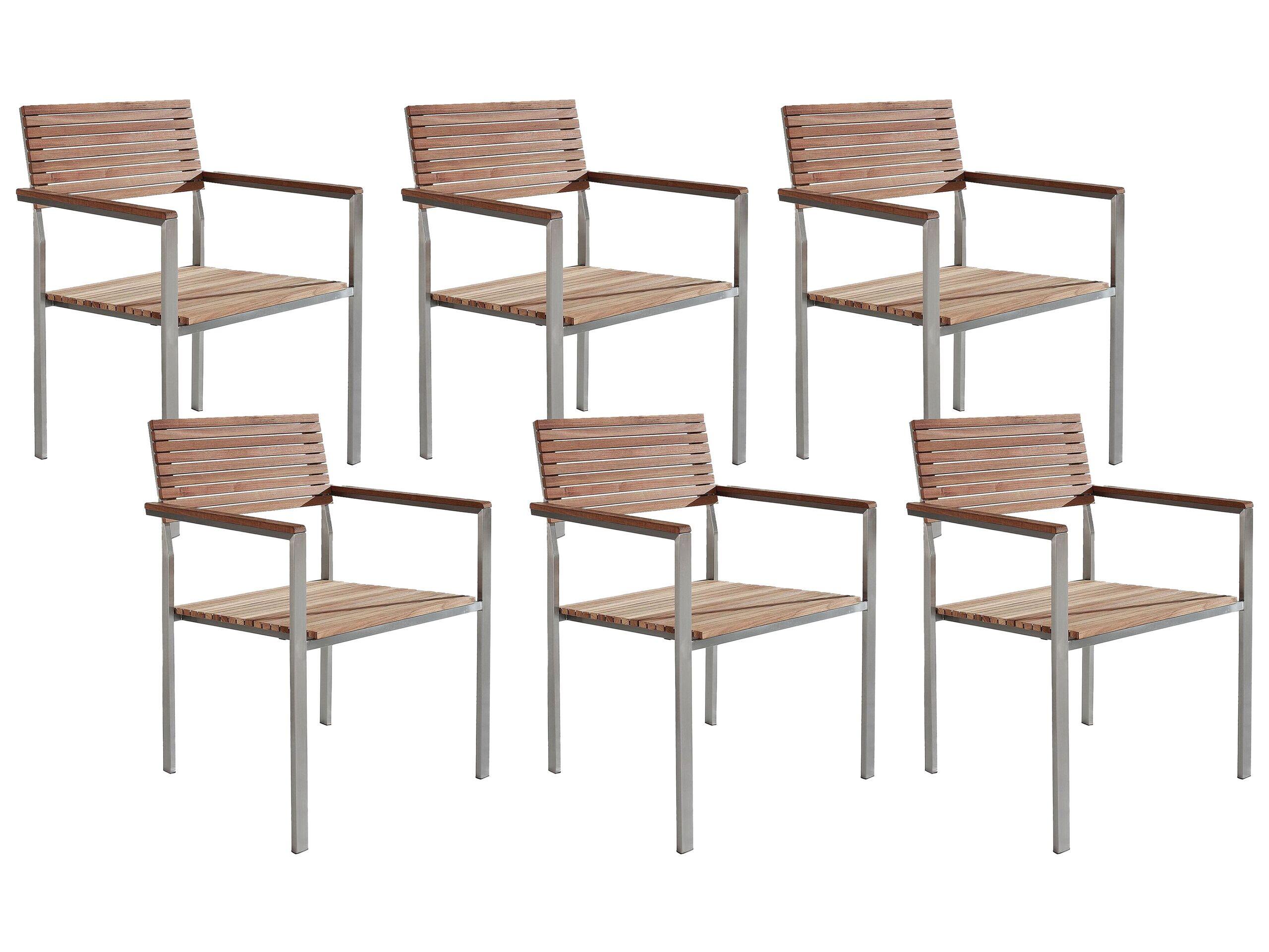 Beliani Lot de 6 chaises en Teck Moderne VIAREGGIO  