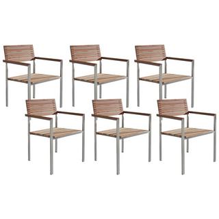 Beliani Lot de 6 chaises en Teck Moderne VIAREGGIO  